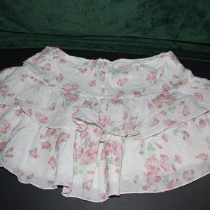 Aeropostale White/Pink Floral Mini Skirt Size 7/8